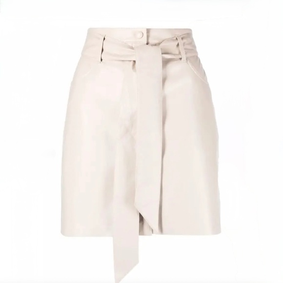Nanushka beige Meda Vegan Leather Miniskirt Sz L New With Tags - Picture 9 of 14